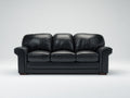 Divani a 3 posti - Pelle-Legno - 210 x 92 x 95 cm - Nero - Stile classico contemporaneo