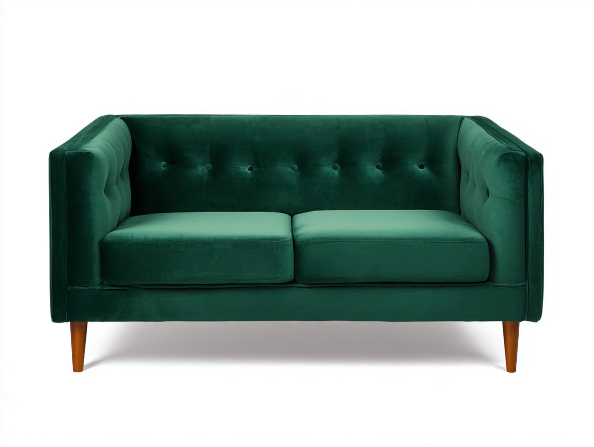 Divano a due posti - Velluto-Legno - 178 x 88 x 84 cm - Verde smeraldo - Stile contemporaneo capitonné