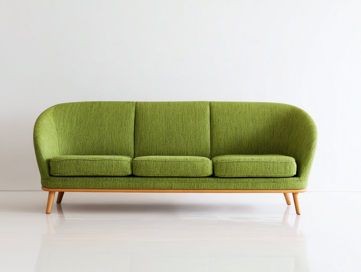 Divani a 3 posti - Tessuto-Legno - 204 x 87 x 83 cm - Verde lime - Stile moderno rétro