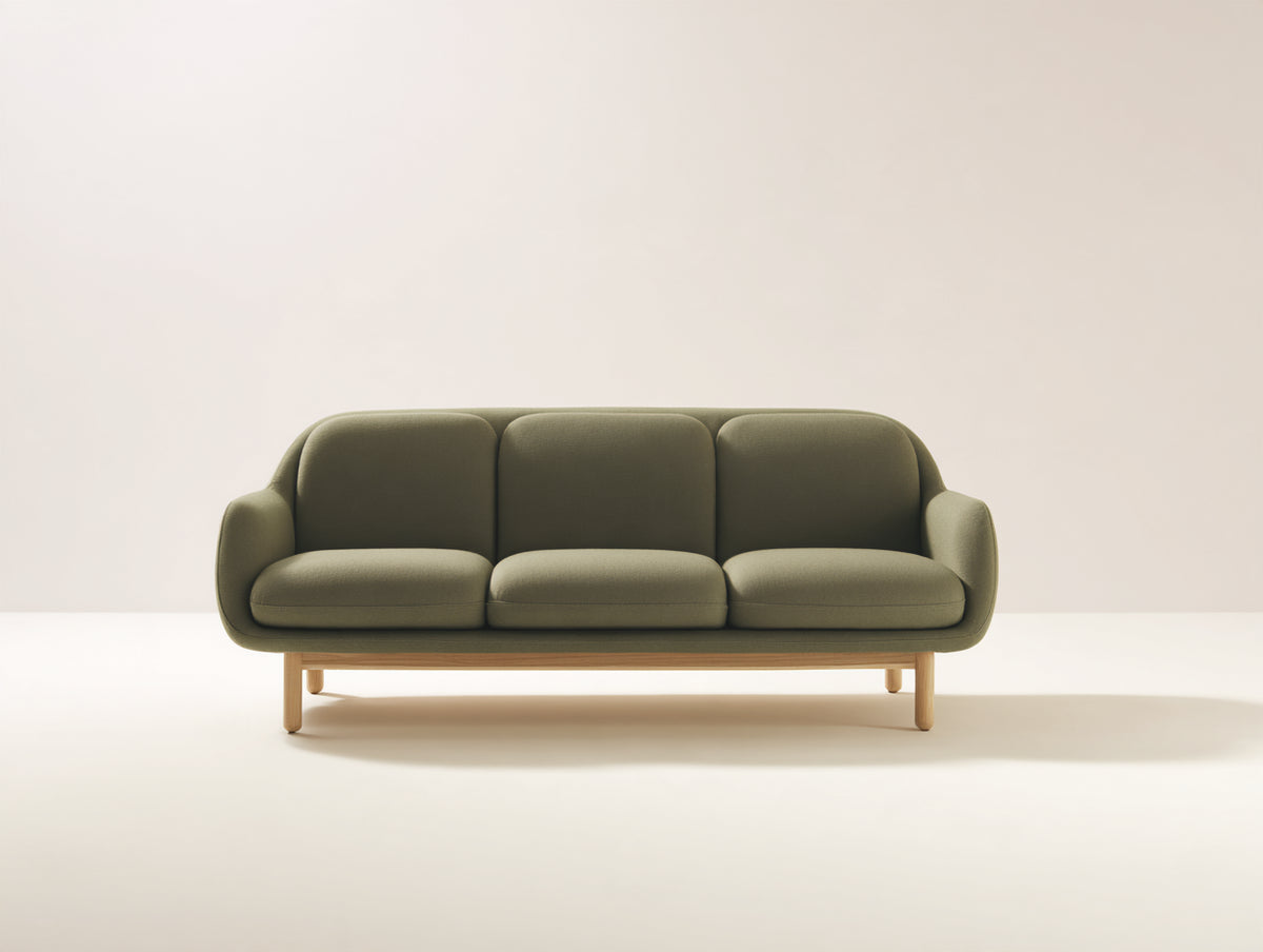 Divani a 3 posti - Tessuto-Legno - 205 x 88 x 82 cm - Verde oliva - Stile scandinavo moderno