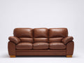 Divani a 3 posti - Pelle-Legno - 210 x 92 x 96 cm - Marrone - Stile classico contemporaneo