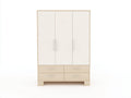 Armadio a 3 ante - Legno-Metallo - 120 x 52 x 190 cm - Bianco-Legno naturale chiaro - Moderno