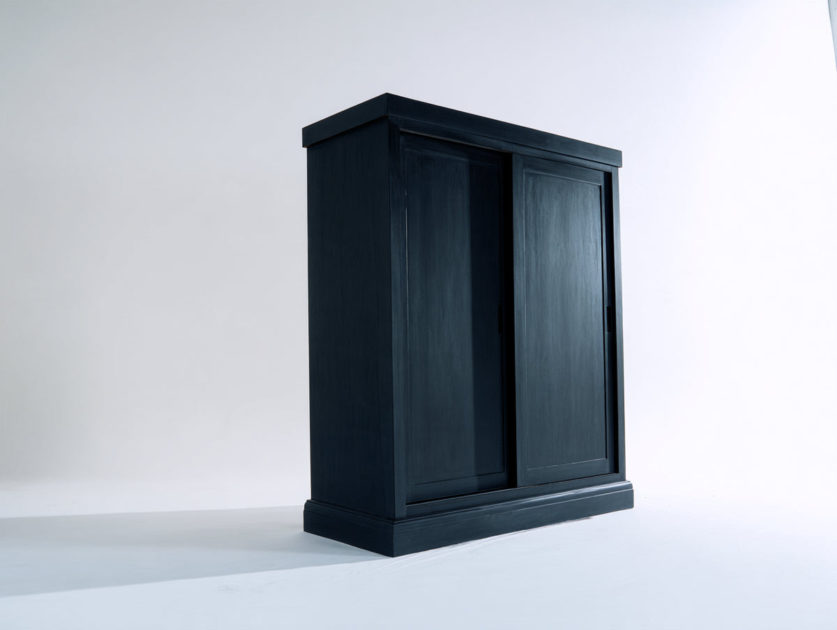 Armadio con ante scorrevoli - Legno - 148 x 58 x 198 cm - Nero - Classico moderno