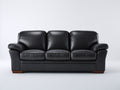 Divani a 3 posti - Pelle-Legno - 212 x 94 x 96 cm - Nero - Stile contemporaneo classico