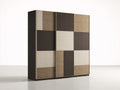 Armadio con ante scorrevoli - Legno-Tessuto-Metallo - 175 x 58 x 205 cm - Marrone scuro-Beige-Marrone chiaro - Moderno