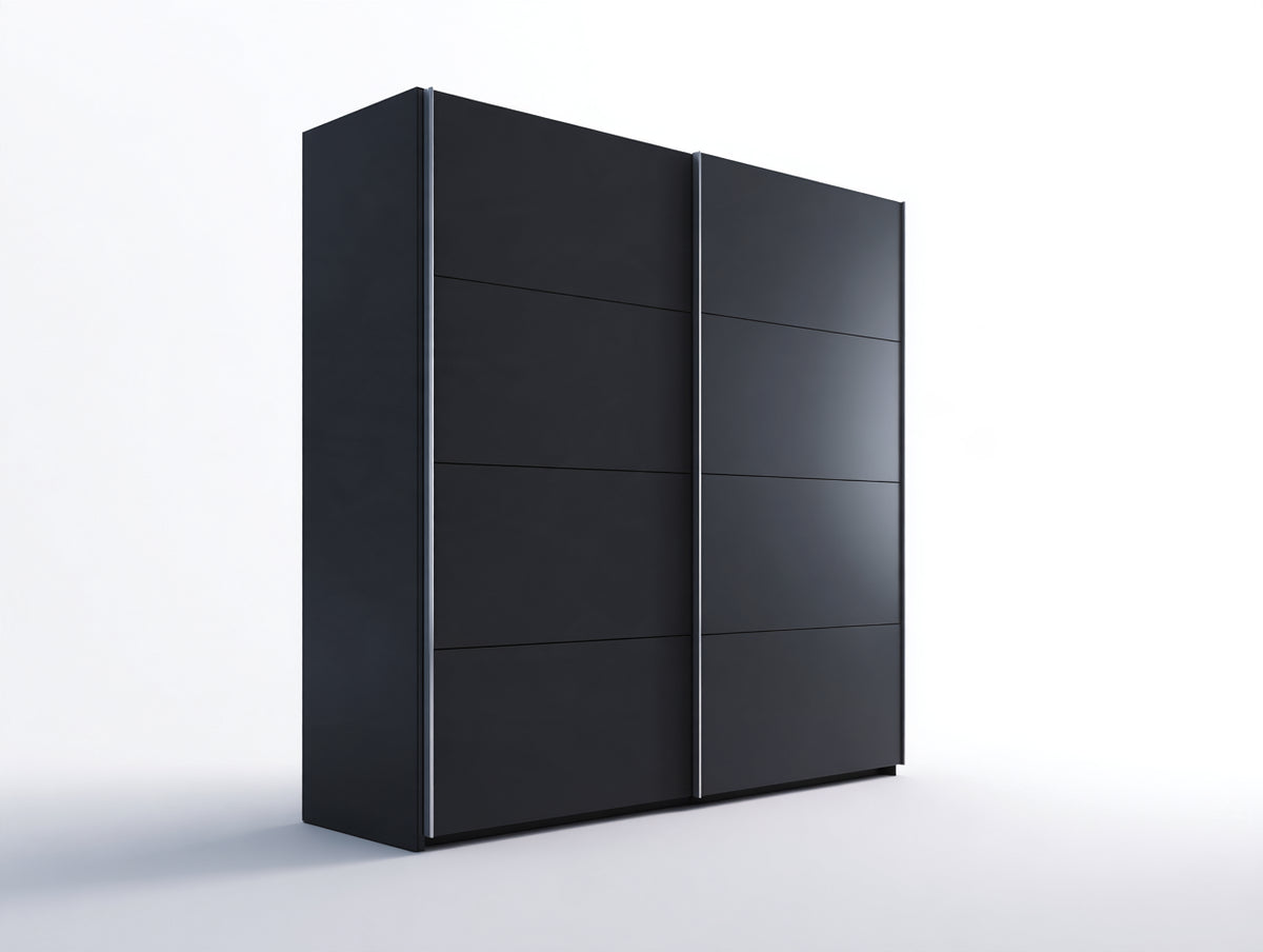 Armadio con ante scorrevoli - Legno-Metallo - 165 x 58 x 205 cm - Nero - Moderno minimalista