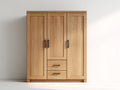 Armadio a 3 ante - Legno-Metallo - 125 x 55 x 190 cm - Marrone chiaro - Classico moderno