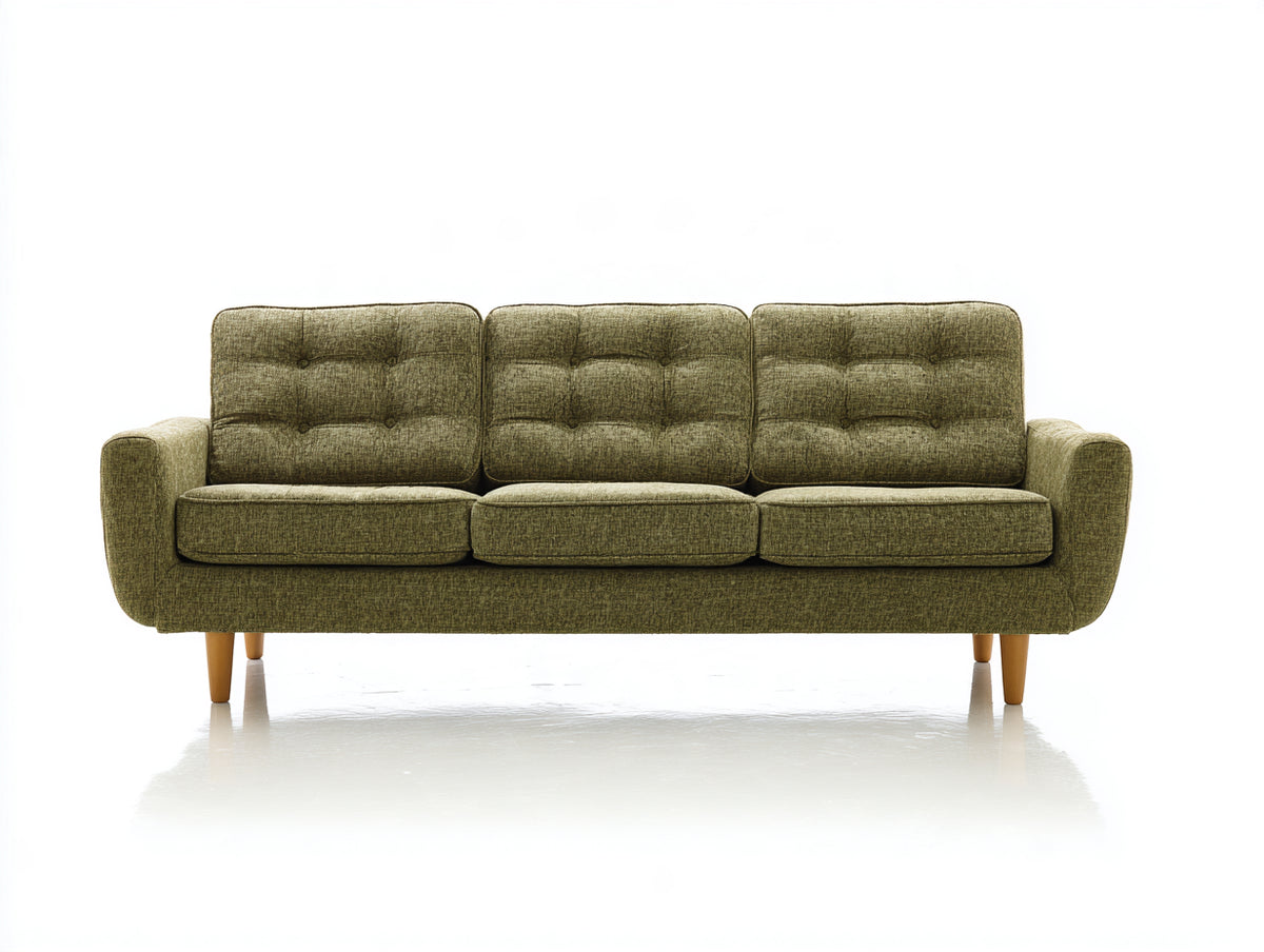 Divani a 3 posti - Tessuto-Legno - 207 x 87 x 89 cm - Verde oliva - Stile moderno di metà secolo