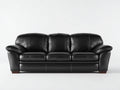 Divani a 3 posti - Pelle-Legno - 213 x 95 x 97 cm - Nero - Stile contemporaneo imbottito
