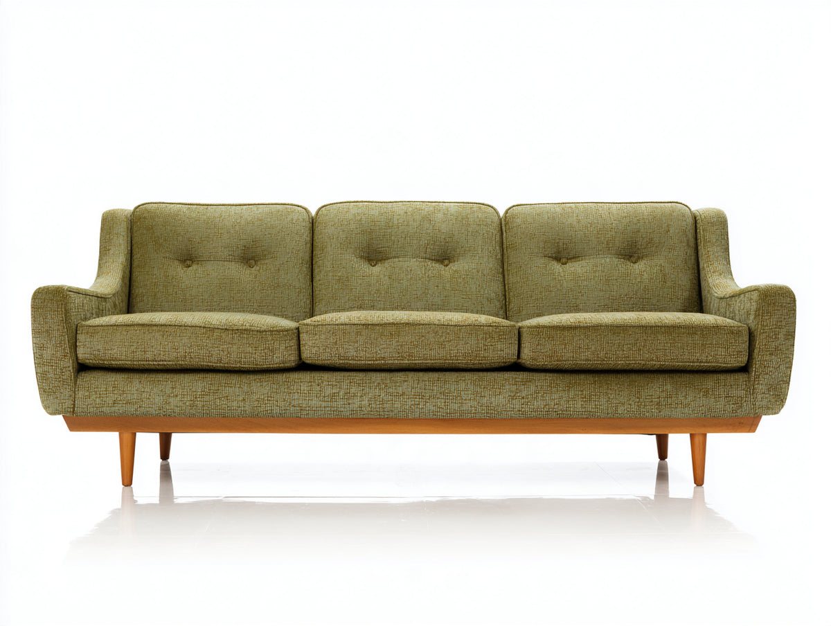 Divani a 3 posti - Tessuto-Legno - 208 x 86 x 88 cm - Verde oliva - Stile moderno di metà secolo