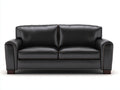 Divano a due posti - Pelle-Legno - 182 x 90 x 86 cm - Nero - Stile contemporaneo essenziale