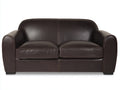 Divano a due posti - Pelle-Legno - 178 x 90 x 84 cm - Marrone scuro - Stile classico compatto