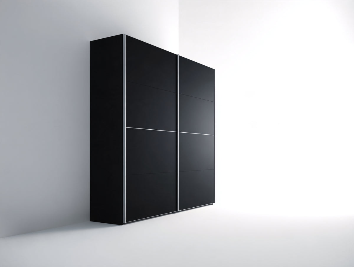 Armadio con ante scorrevoli - Legno-Metallo - 155 x 58 x 205 cm - Nero - Moderno minimalista