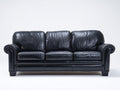 Divani a 3 posti - Pelle-Legno - 212 x 91 x 94 cm - Nero - Stile classico tradizionale