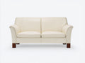 Divano a due posti - Pelle-Legno - 176 x 89 x 87 cm - Bianco crema - Stile classico contemporaneo