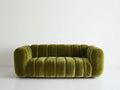 Divani a 3 posti - Velluto - 218 x 96 x 78 cm - Verde oliva - Stile scultoreo moderno