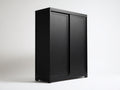 Armadio con ante scorrevoli - Legno - 140 x 58 x 195 cm - Nero - Moderno