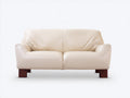 Divano a due posti - Pelle-Legno - 174 x 91 x 86 cm - Bianco crema - Stile moderno organico